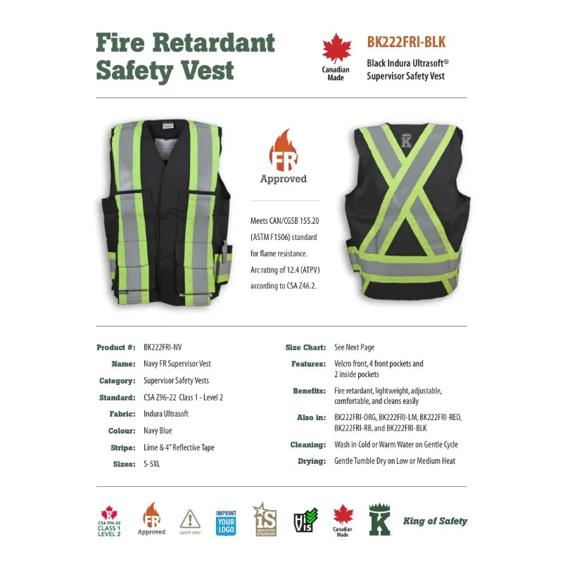 Big K Clothing® High Visibility FR Indura Ultrasoft Supervisor Safety Vest - BK222FRI