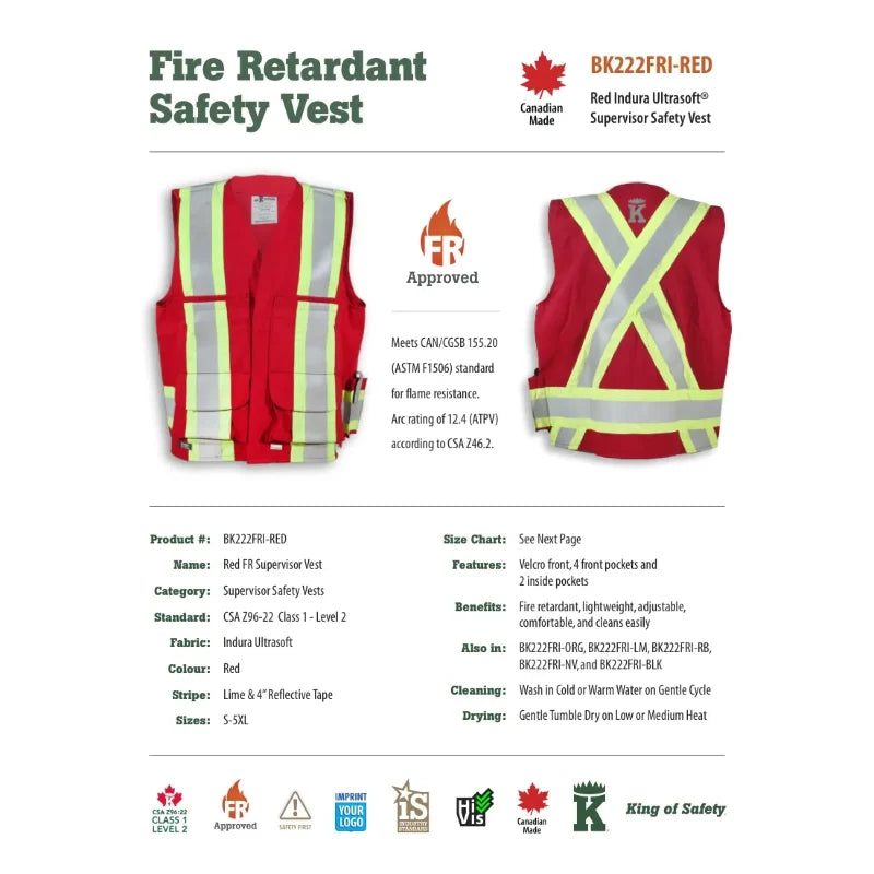 Big K Clothing® High Visibility FR Indura Ultrasoft Supervisor Safety Vest - BK222FRI