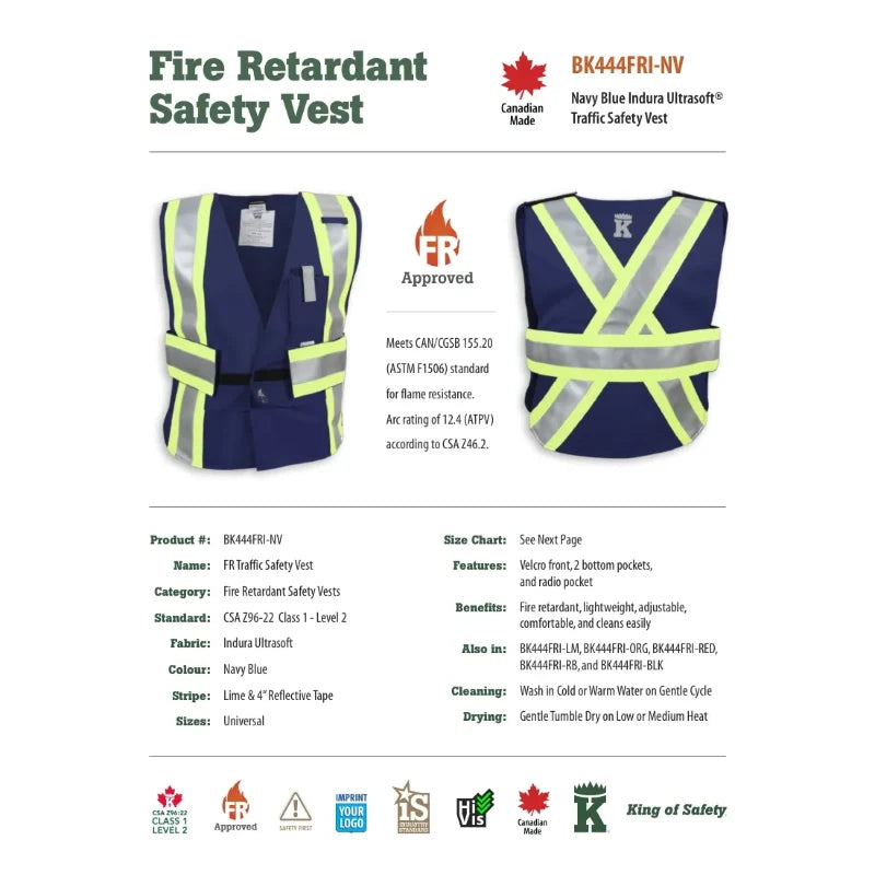 Big K Clothing® High Visibility Indura Ultrasoft FR Traffic Safety Vest - BK444FRI