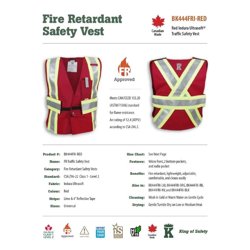 Big K Clothing® High Visibility Indura Ultrasoft FR Traffic Safety Vest - BK444FRI