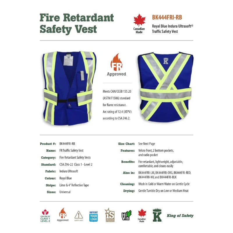 Big K Clothing® High Visibility Indura Ultrasoft FR Traffic Safety Vest - BK444FRI