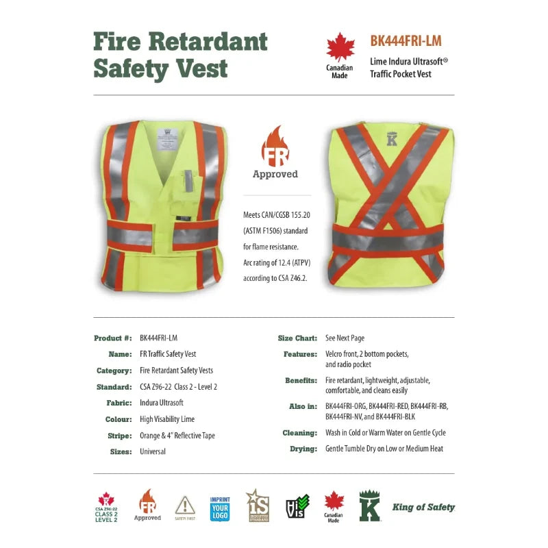 Big K Clothing® High Visibility Indura Ultrasoft FR Traffic Safety Vest - BK444FRI