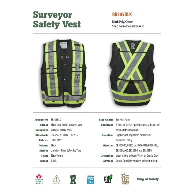 Big K Clothing® High Visibility Poly/Cotton Surveyor Safety Vest - BK305