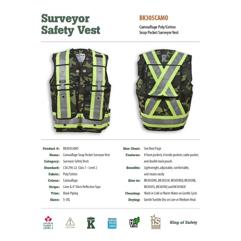 Big K Clothing® High Visibility Poly/Cotton Surveyor Safety Vest - BK305