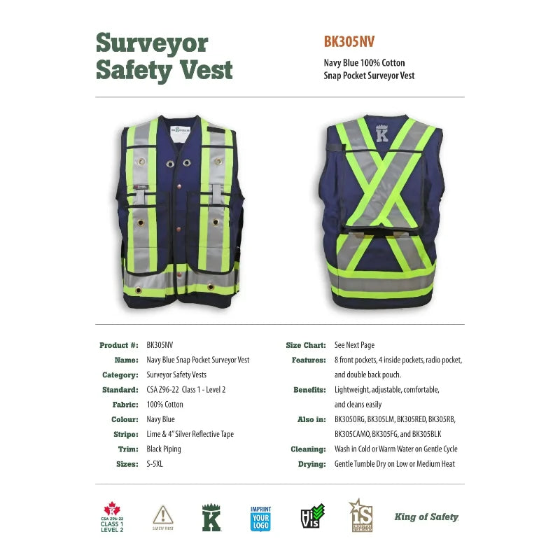 Big K Clothing® High Visibility Poly/Cotton Surveyor Safety Vest - BK305