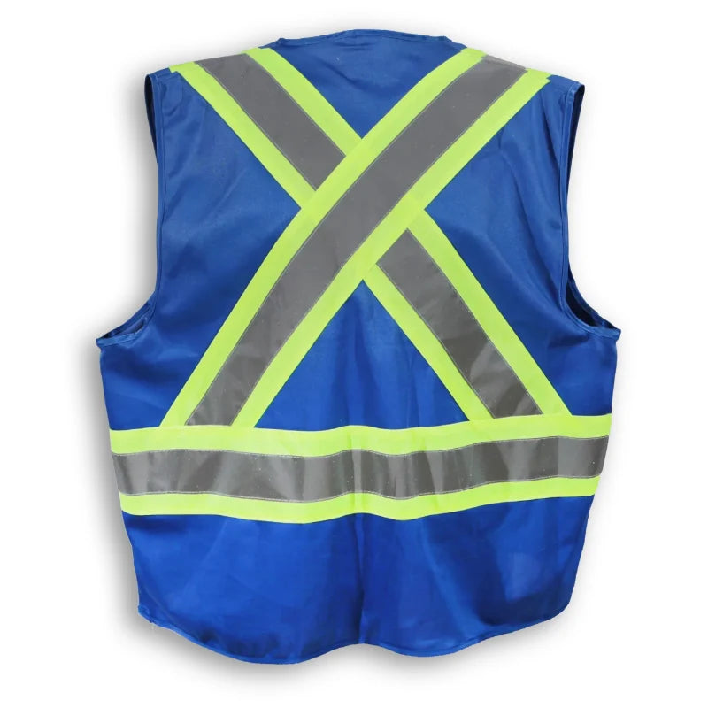 Big K Clothing® High Visibility 100% Polyester Zipper Safety Vest -Royal Blue - BK203ZIP-RB