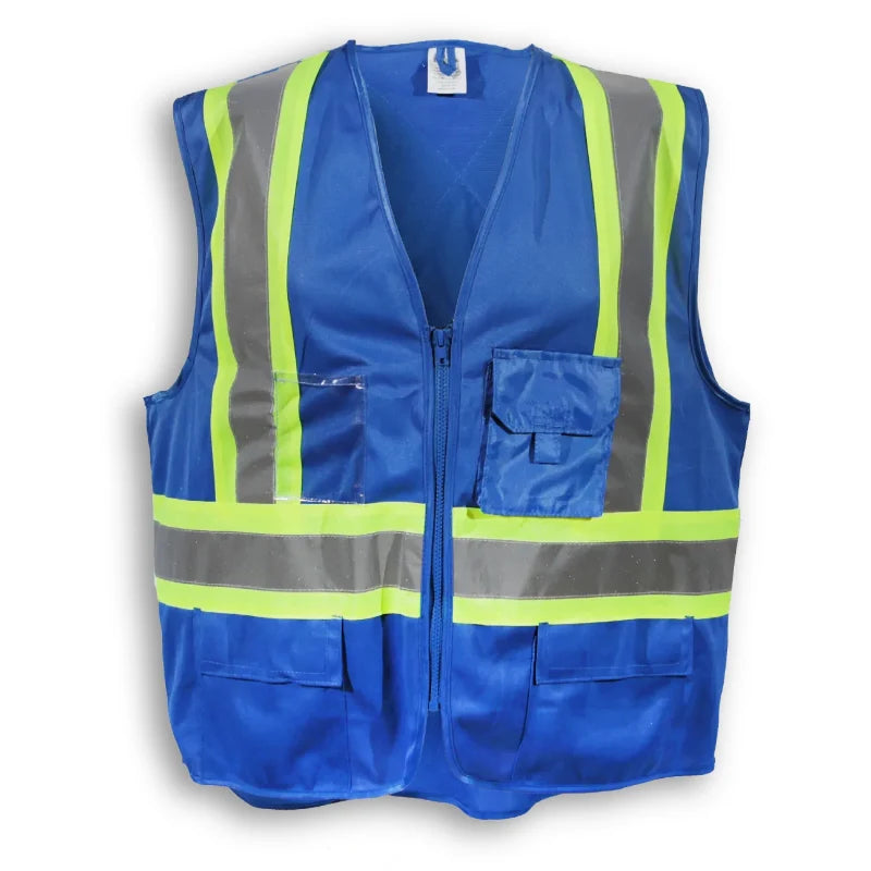 Big K Clothing® High Visibility 100% Polyester Zipper Safety Vest -Royal Blue - BK203ZIP-RB