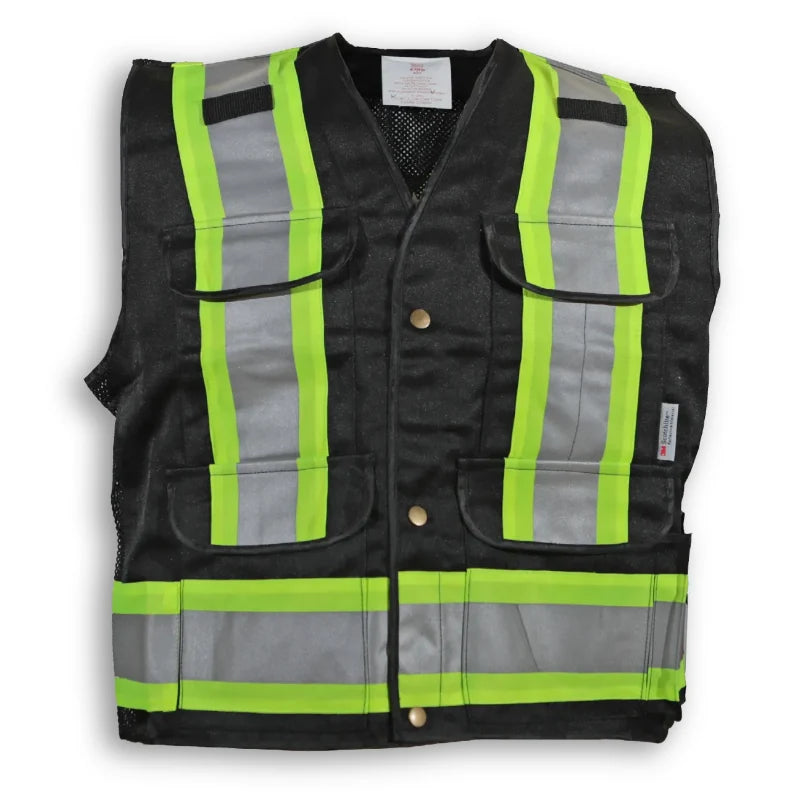 Big K Clothing® High Visibility Poly/Cotton Mesh Supervisor Safety Vest - Black - BK600