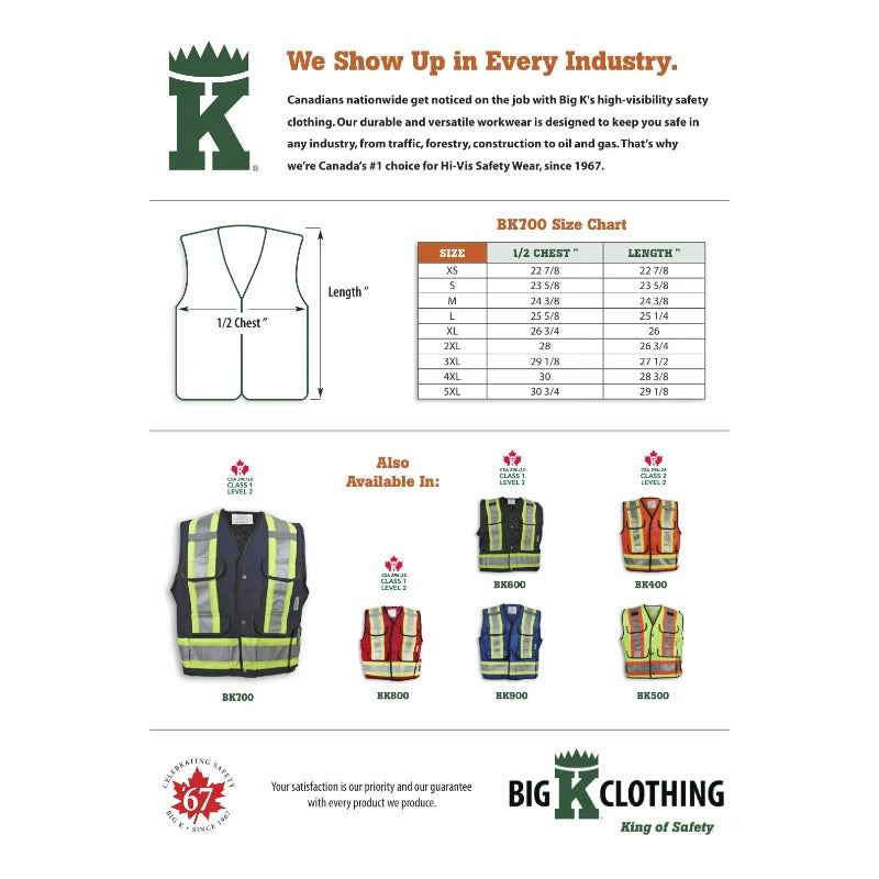 Big K Clothing® High Visibility Cotton Mesh Supervisor Safety Vest - Navy - BK700