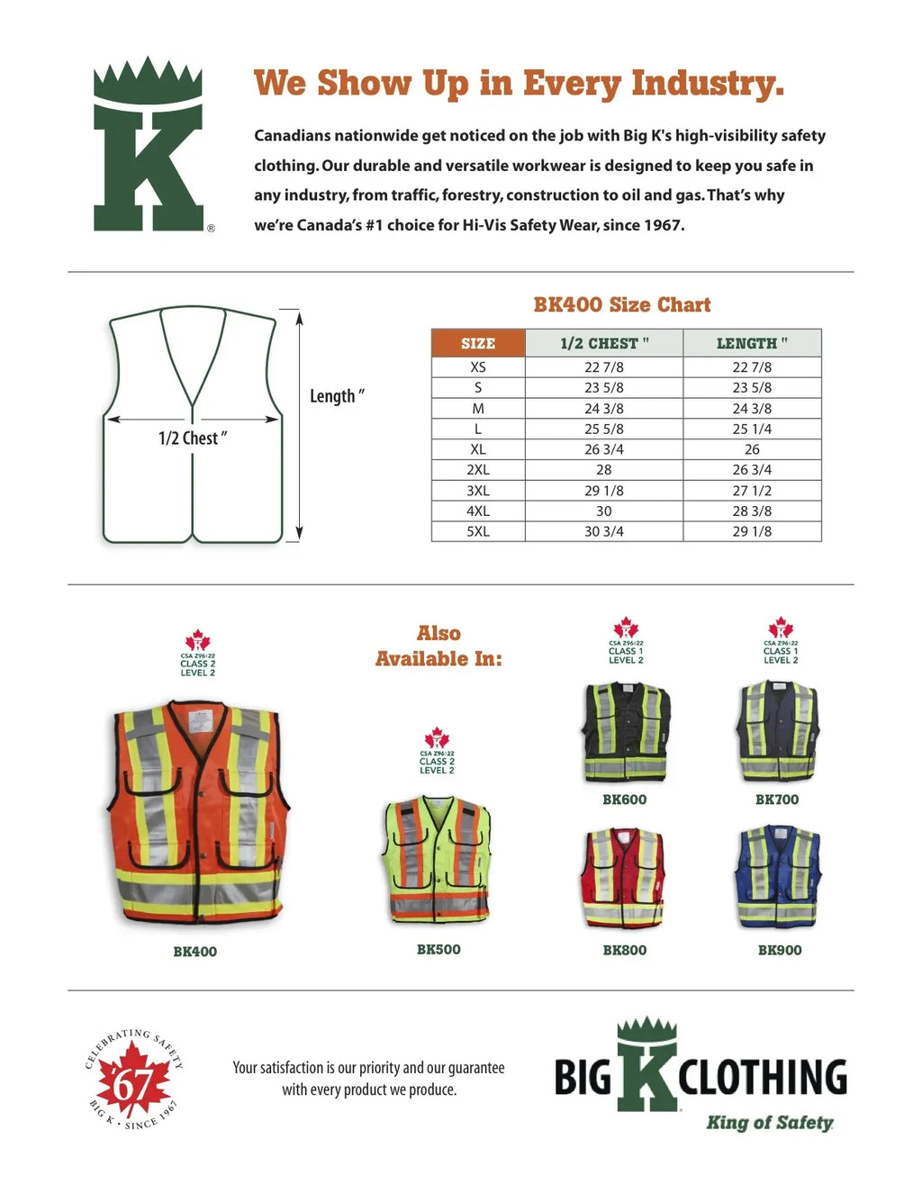 Big K Clothing® High Visibility Poly/Cotton Mesh Supervisor Safety Vest - Orange - BK400