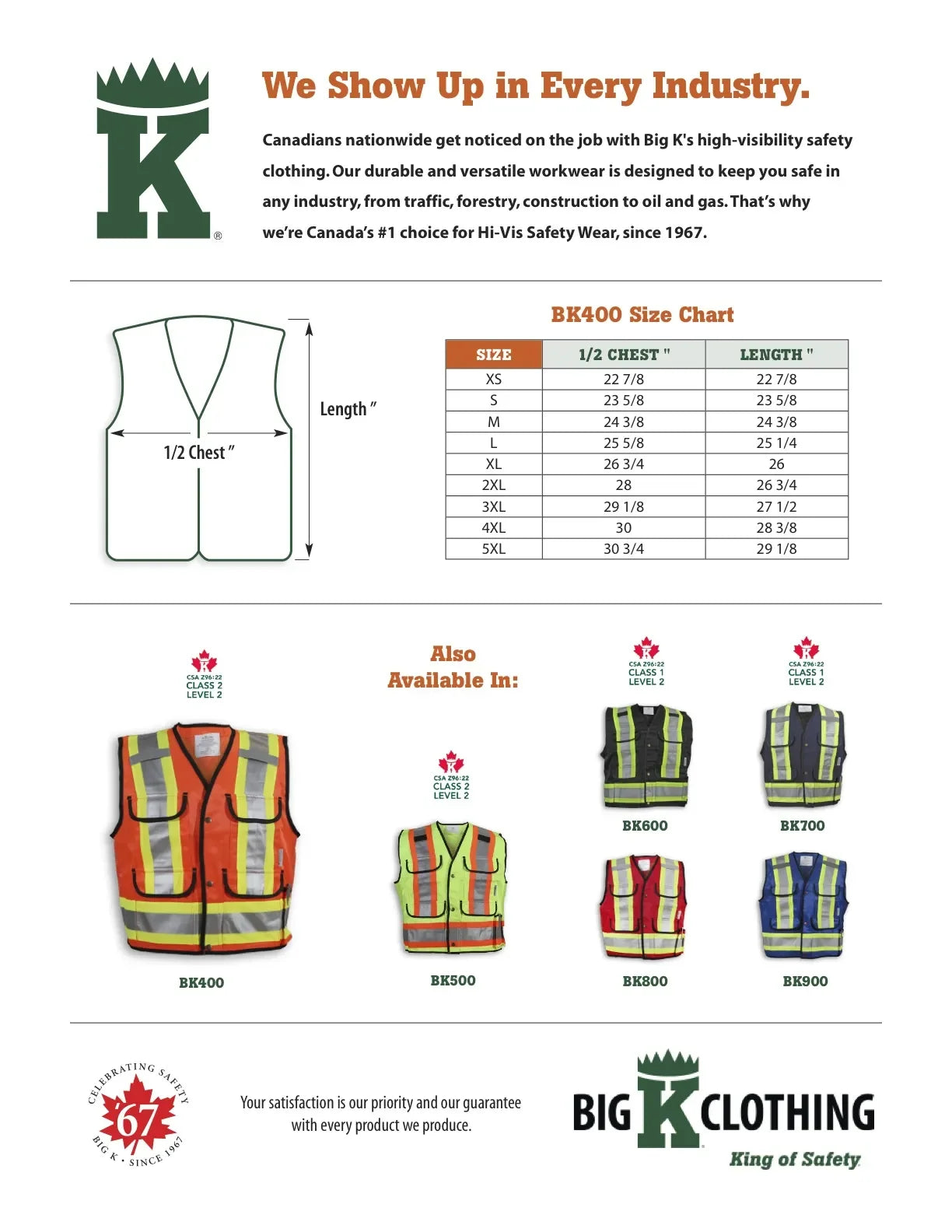Big K Clothing® High Visibility Poly/Cotton Mesh Supervisor Safety Vest - Orange - BK400