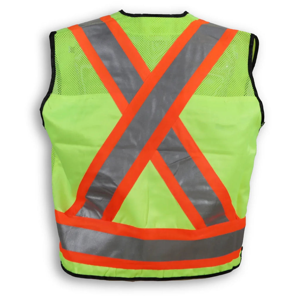 Big K Clothing® High Visibility Poly/Cotton Mesh Supervisor Safety Vest - Yellow Lime - BK500