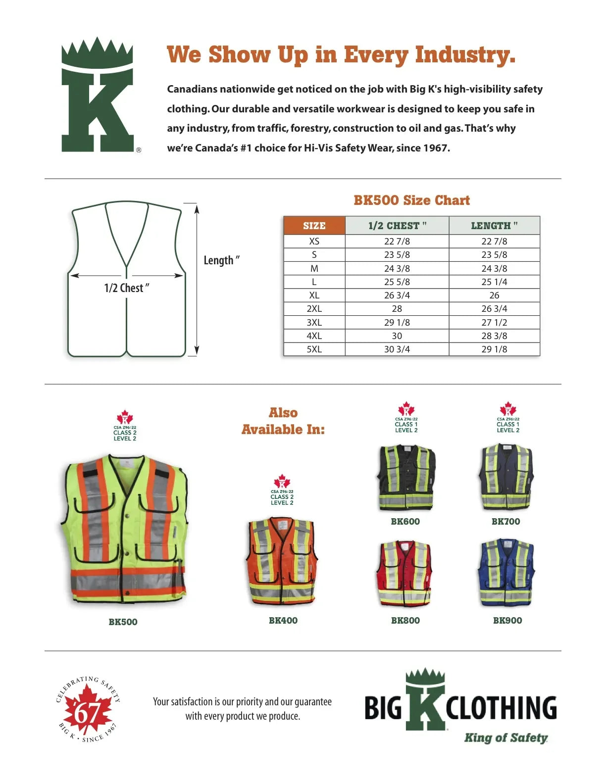 Big K Clothing® High Visibility Poly/Cotton Mesh Supervisor Safety Vest - Yellow Lime - BK500