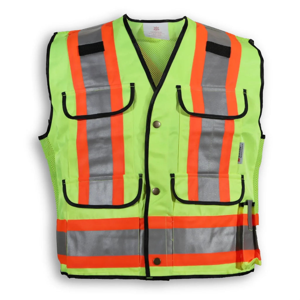 Big K Clothing® High Visibility Poly/Cotton Mesh Supervisor Safety Vest - Yellow Lime - BK500