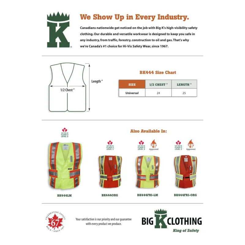 Big K Clothing® High Visibility Poly/Cotton Traffic Safety Vest - BK444