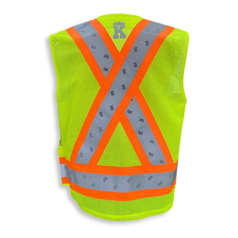 Big K Clothing® High Visibility Supervisor Safety Vest with 100% Cotton Front and Full Mesh Polyester Back - BK222Mesh