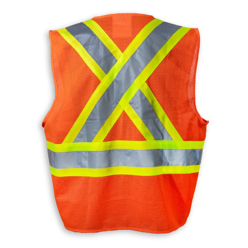 Big K Clothing® High Visibility 100% Polyester Mesh and Zipper Front Safety Vest - Orange - BK205ZIP-MESH