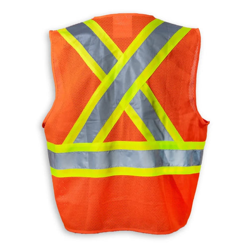 Big K Clothing® High Visibility 100% Polyester Mesh and Zipper Front Safety Vest - Orange - BK205ZIP-MESH