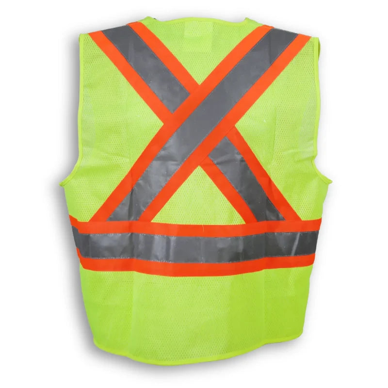 Big K Clothing® High Visibility 100% Polyester Mesh and Zipper Front Safety Vest - Lime - BK204ZIP-MESH
