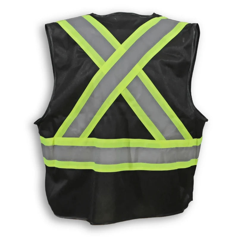 Big K Clothing® High Visibility 100% Polyester Adjustable Safety Vest - Black - BK206