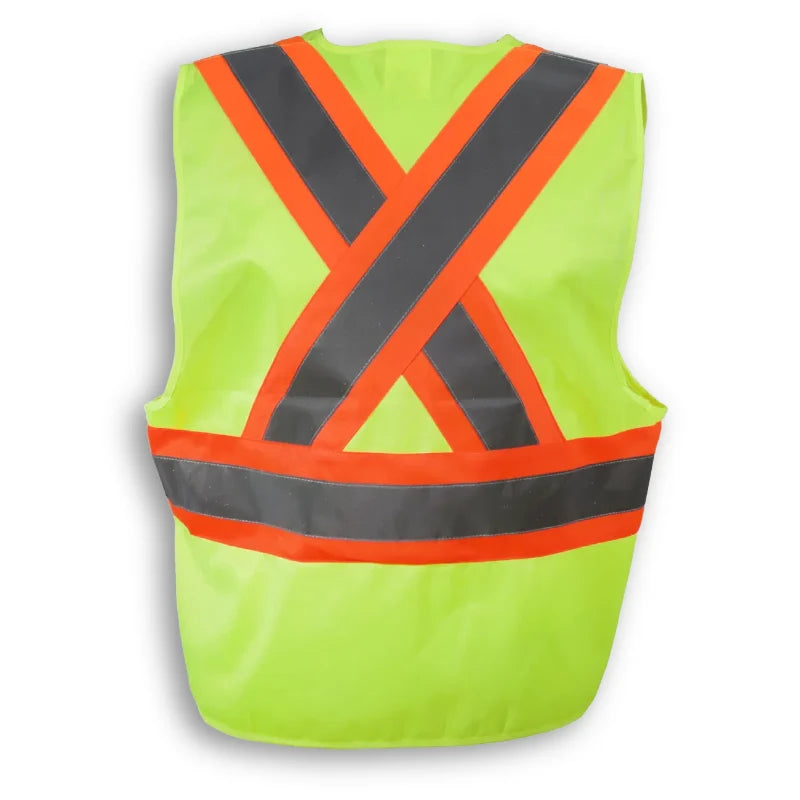 Big K Clothing® High Visibility 100% Polyester Zipper Front Safety Vest - Yellow Lime - BK204ZIP