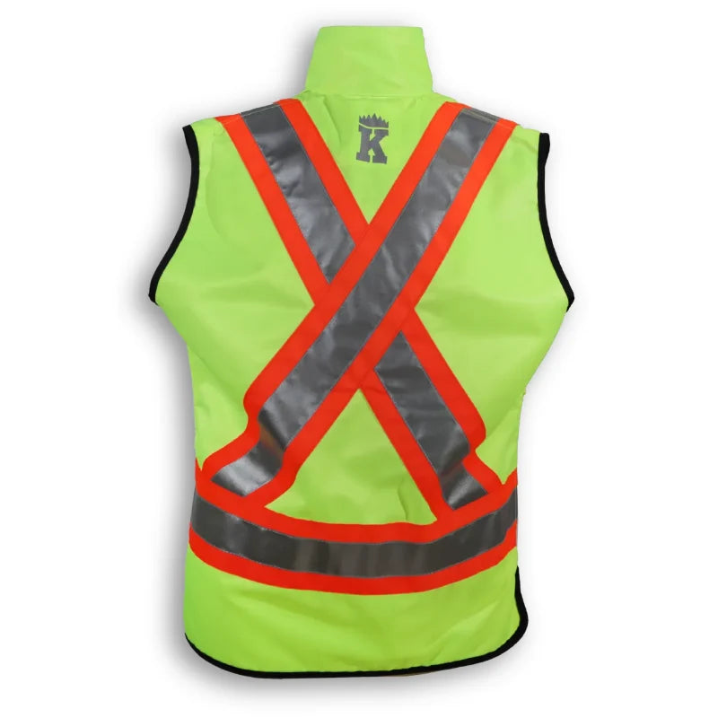 Big K Clothing® High Visibility Non Quilted Poly/Cotton Supervisor Safety Vest - Lime - BK222LM-NQ