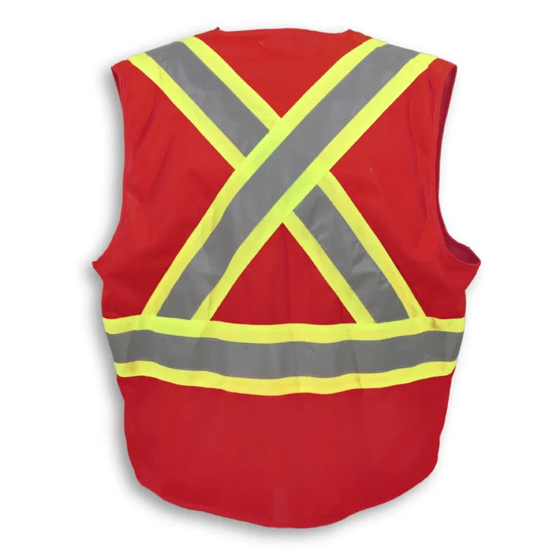 Big K Clothing® High Visibility 100% Polyester Zipper Front Safety Vest - Red - BK209ZIP