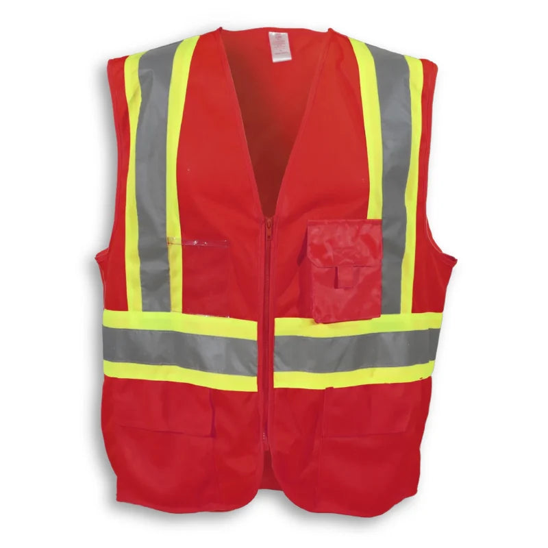 Big K Clothing® High Visibility 100% Polyester Zipper Front Safety Vest - Red - BK209ZIP