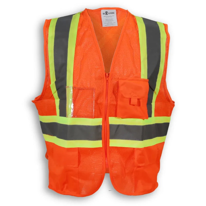 Big K Clothing® High Visibility 100% Polyester Mesh Extra Breathable Safety Vest with Zipper Front - BK208