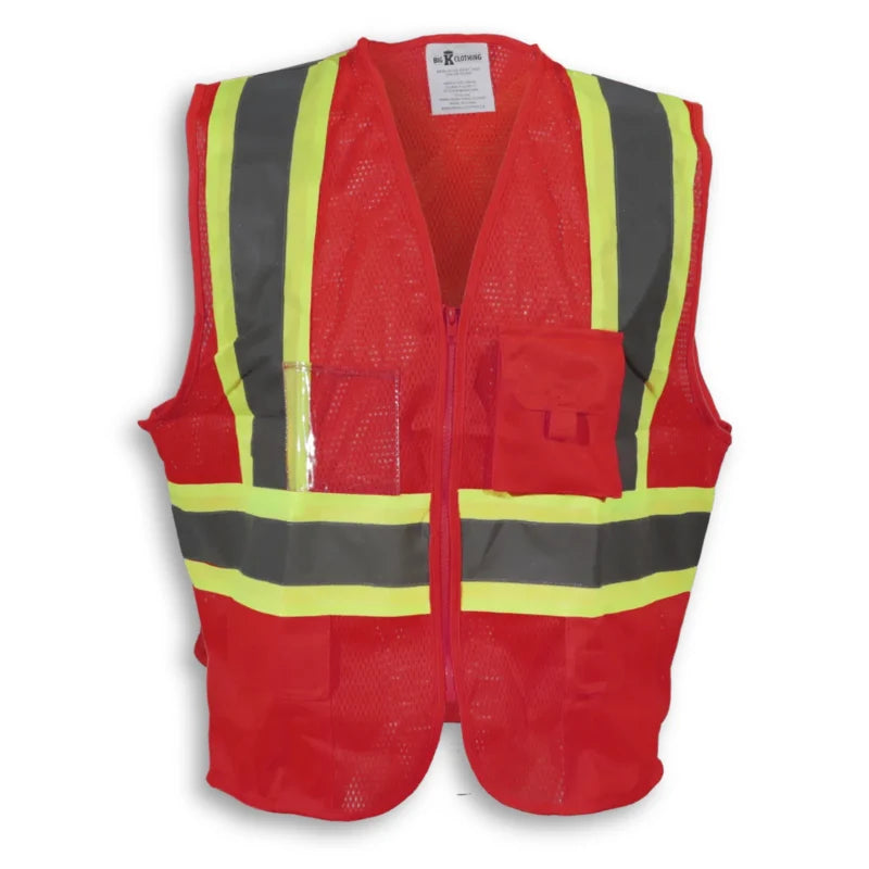 Big K Clothing® High Visibility 100% Polyester Mesh Extra Breathable Safety Vest with Zipper Front - BK208