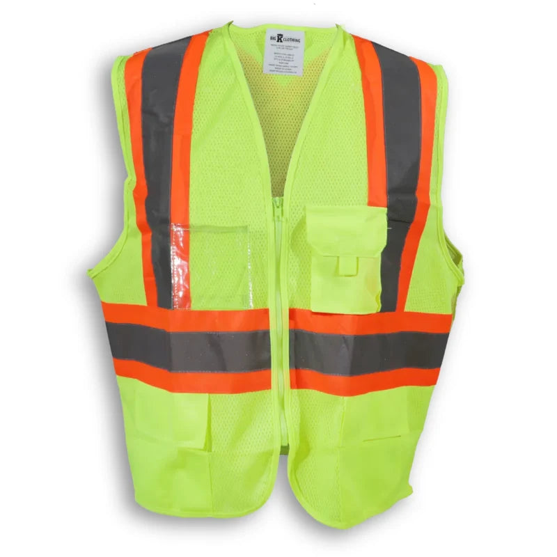 Big K Clothing® High Visibility 100% Polyester Mesh Extra Breathable Safety Vest with Zipper Front - BK208