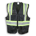Big K Clothing® High Visibility 100% Polyester Mesh and Zipper Front Safety Vest - Black - BK206ZIP-MESH