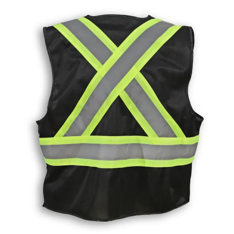 Big K Clothing® High Visibility 100% Polyester Zipper Front Safety Vest - Black - BK206ZIP