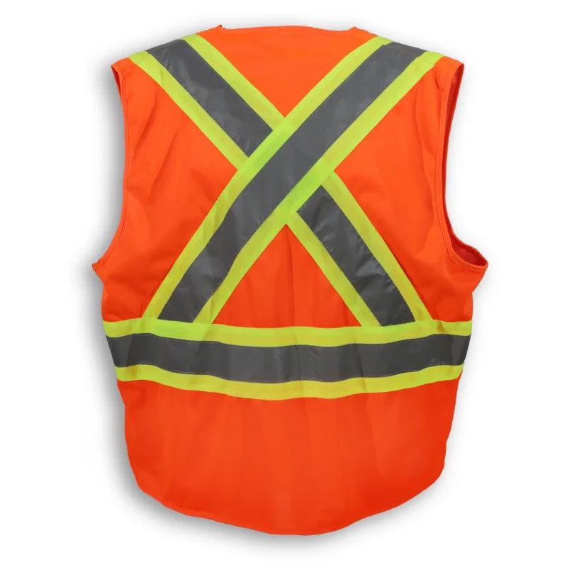 Big K Clothing® High Visibility 100% Polyester Zipper Front Safety Vest - Orange - BK205ZIP