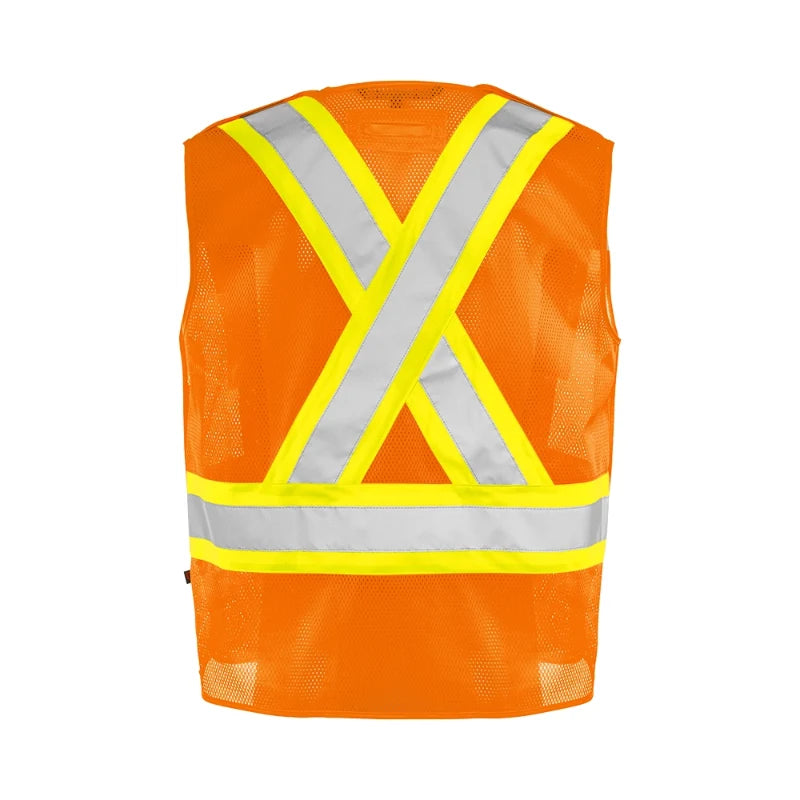 Ground Force® High Visibility 5 Point Tear Away Mesh Traffic Safety Vest - TV3