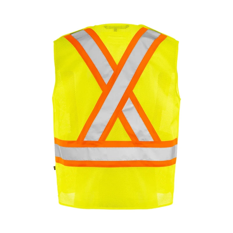 Ground Force® High Visibility 5 Point Tear Away Mesh Traffic Safety Vest - TV3