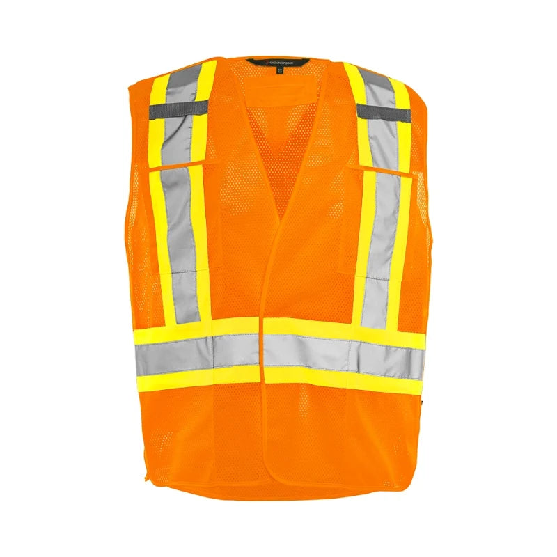 Ground Force® High Visibility 5 Point Tear Away Mesh Traffic Safety Vest - TV3