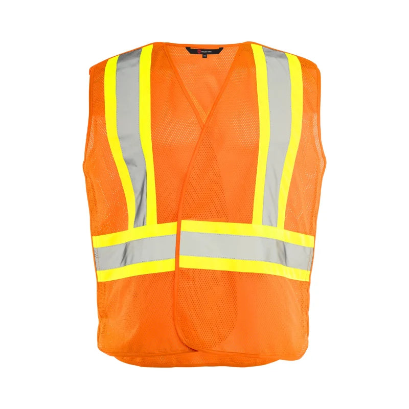 Ground Force® High Visibility 5 Point Tear Away Mesh Traffic Safety Vest - TV5