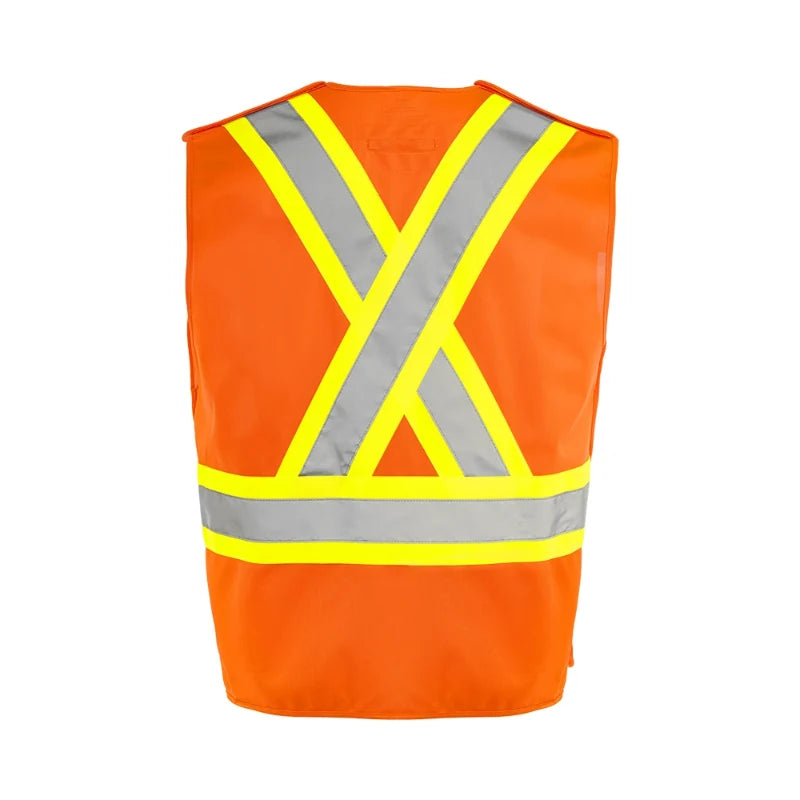 Ground Force® High Visibility 5 Point Tear Away Solid Traffic Safety Vest - TV4