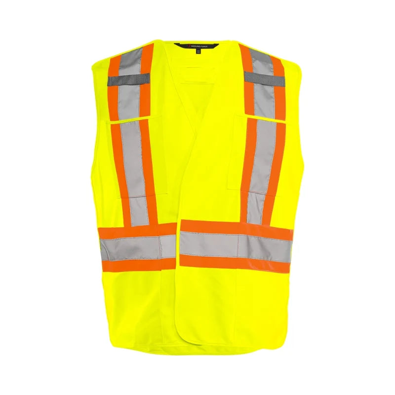 Ground Force® High Visibility 5 Point Tear Away Solid Traffic Safety Vest - TV4
