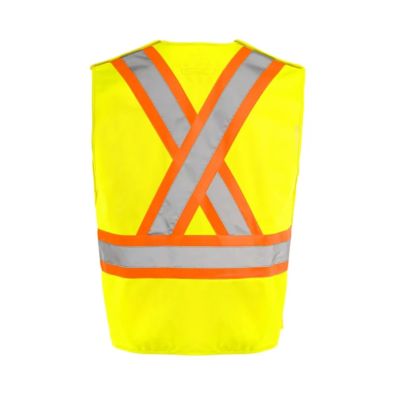 Ground Force® High Visibility 5 Point Tear Away Solid Traffic Safety Vest - TV4