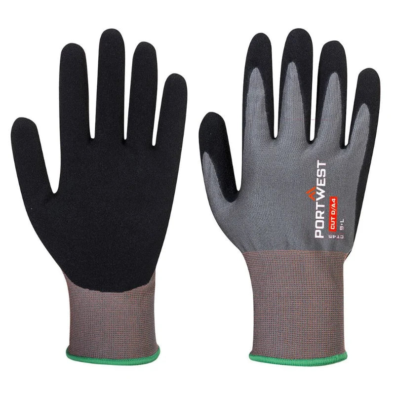 Portwest® CT Cut D18 Nitrile Safety Glove - Gray/Black - CT45