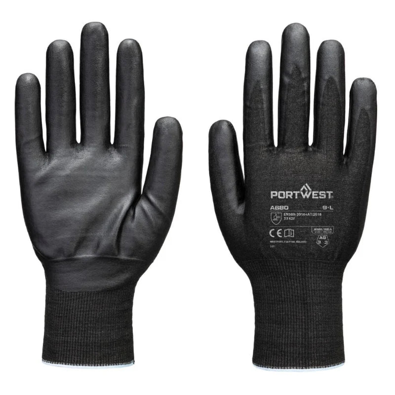Portwest® Cut F21 Nitrile Tungsten A9 Safety Glove - Black - A680
