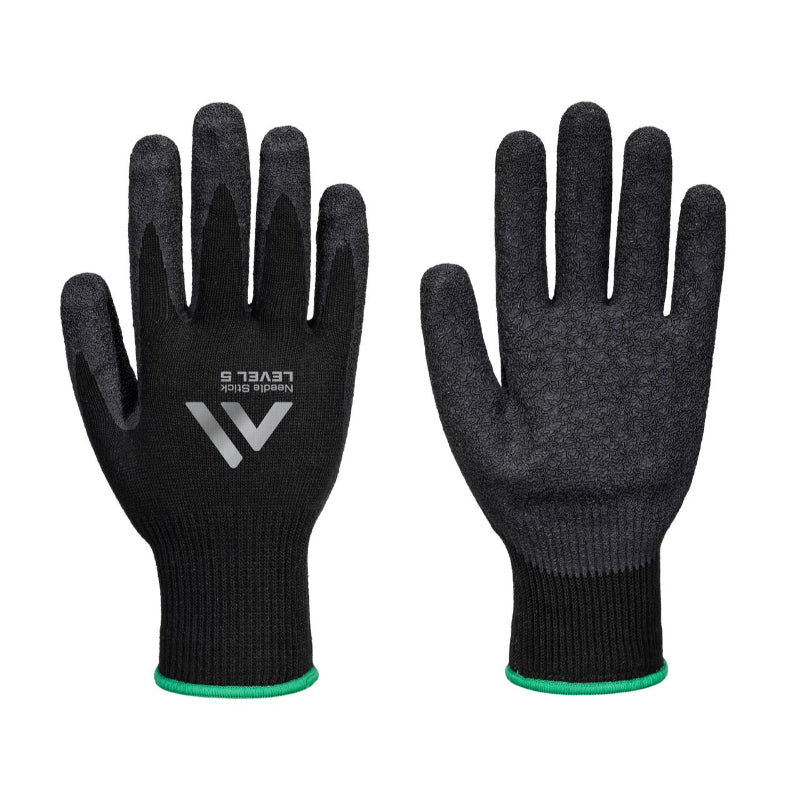 Portwest® Needle Resistant F10 Latex Crinkle Glove A9 - Black - A793
