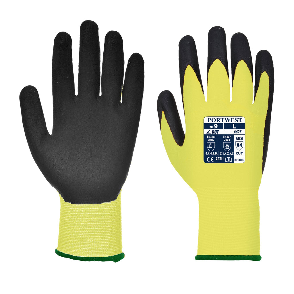 PORTWEST Hi Vis Cut Resistant Glove - ANSI Cut Level A4 - A625