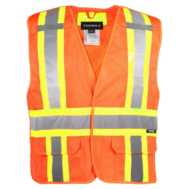 Terra® Hi-Vis 5 Point Tear Away Mesh Safety Vest - CSA Class 2 Level 2 - 116523