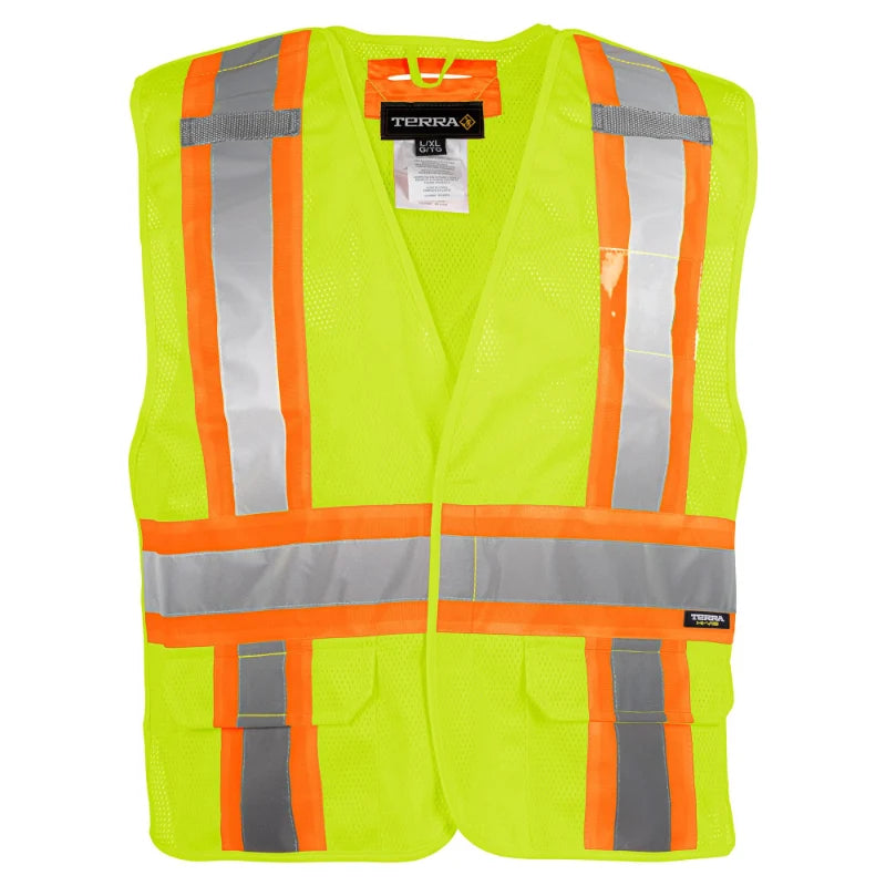 Terra® Hi-Vis 5 Point Tear Away Mesh Safety Vest - CSA Class 2 Level 2 - 116523