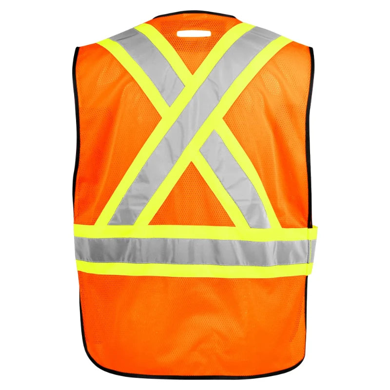 Terra® Hi-Vis 5 Point Tear Away Safety Vest With Black Binding - CSA Class 2 Level 2 - 116583