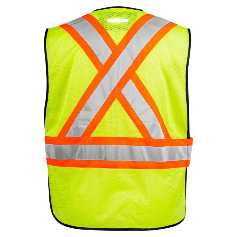 Terra® Hi-Vis 5 Point Tear Away Safety Vest With Black Binding - CSA Class 2 Level 2 - 116583