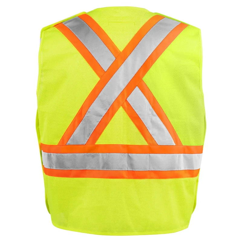 Terra® Hi-Vis 5 Point Tear Away Polyester Safety Vest With Zipper - CSA Class 2 Level 2 - 116585